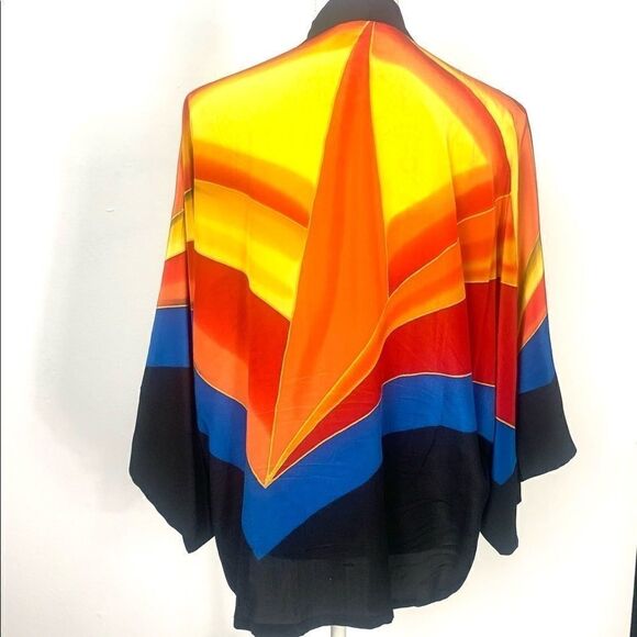 Vintage Silk Art to Wear Retro 70’s Geometric Kabuki Jacket - Picture 5 of 15